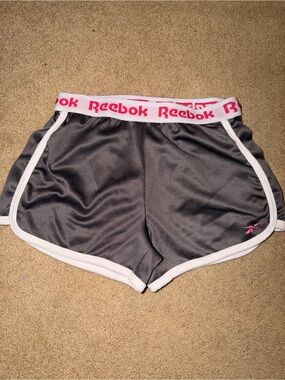 Reebok girls 12  Gray Athletic Shorts with Pink Trim